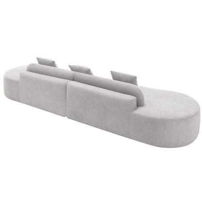 Suheww 130.5” Modern Curved Sofa, Sectional Curved Sofa Modern Sectional Curved Sofa, 4-Seater Oversized Terrycloth Fabric Sofa with 3 Pillows for Living Room Apartment(Gray)