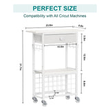 Snughome Craft Cart Compatible with Cricut Maker, Craft Organizers and Storage for Cricut Cart Organizer Table with Wheels, Drawer and 28 Vinyl Roll Holders, White, 23.6"(L) x 9.5"(D) x 31.7"(H) Snughome