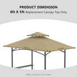 Grill Gazebo Replacement Canopy Top Only - 5' x 8' Outdoor BBQ Gazebo Canopy Roof, Waterproof Double Tiered Shelter Cover Fit for Model L-GG001PST-F (Khaki) Iheqard