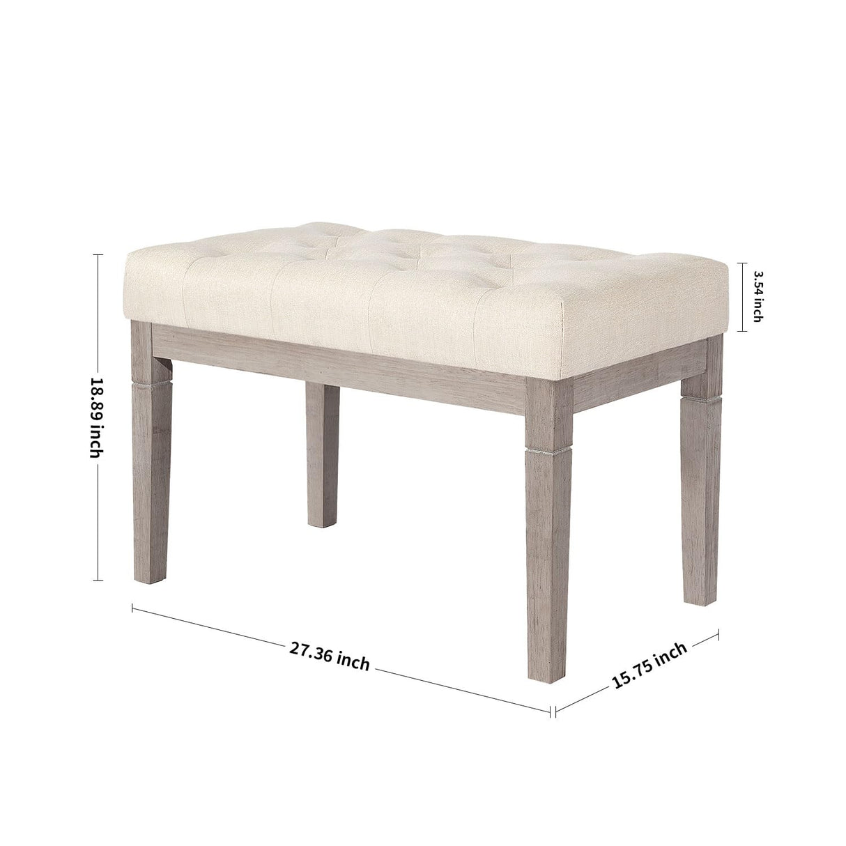 CangLong 27.5 inch Wide Rectangle Ottoman Bench, Tufted Fabric Footrest with Wood Leg for Living Room, Bedroom & Entry, Beige CangLong