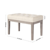 CangLong 27.5 inch Wide Rectangle Ottoman Bench, Tufted Fabric Footrest with Wood Leg for Living Room, Bedroom & Entry, Beige CangLong