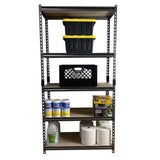 Juggernaut Storage Indoor Outdoor 72 Inch 5 Tier Steel Utility Shelving Unit with Adjustable Shelves for Warehouse, Laundry Room, and Garage, Black Juggernaut Storage