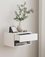 Aienvey Floating Nightstand, Small Modern Floating Nightstand with Drawer, Floating Shelves for Bedroom, Bathroom, White Aienvey