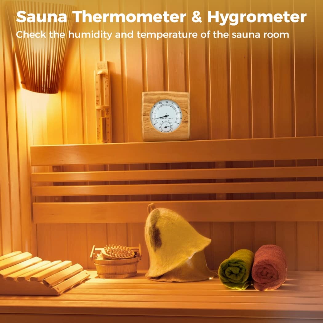 Homaisson 2 in 1 Wooden Sauna Hygrothermograph, Sauna Thermometer and Hygrometer, Indoor Humidity Temperature Measurement Sauna Room Equipment and Accessories Homaisson