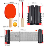 FBSPORT Ping Pong Paddle Set, Portable Table Tennis Set with Retractable Net, 2 Rackets, 6 Balls and Carry Bag for Children Adult Indoor/Outdoor Games FBSPORT