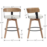 DUOMAY Swivel Bar Stools Set of 2-26" Counter Height Bar Stool with Footrest - Modern Wood Barstools with Linen Upholstered Seat - 360-Degree Swivel Stool for Kitchen Island Home Bar - White DUOMAY