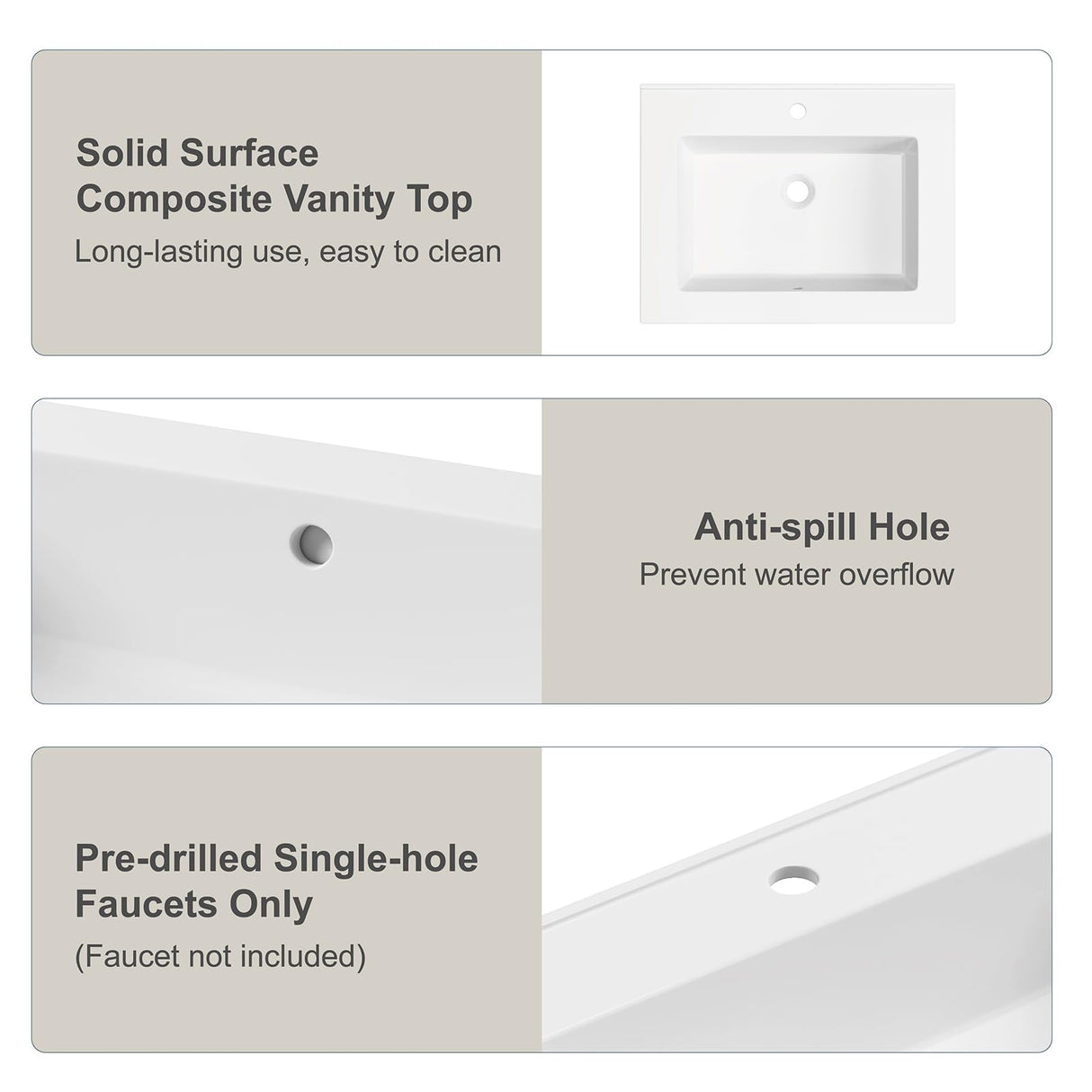 DELUXE LIVING 36 Inch Bathroom Vanity with Sink, Farmhouse Storage Cabinet with Drawers & Open Storage Shelf, Easy Assembly, Adjustable Feet, Walnut DELUXE LIVING