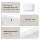 DELUXE LIVING 36 Inch Bathroom Vanity with Sink, Farmhouse Storage Cabinet with Drawers & Open Storage Shelf, Easy Assembly, Adjustable Feet, Walnut DELUXE LIVING