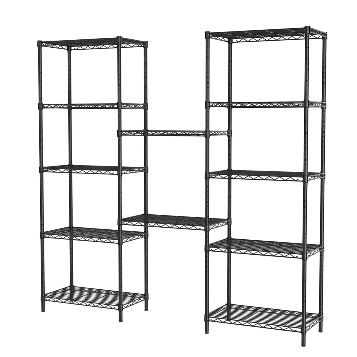 SINGAYE 6 Tier Adjustable Storage Shelf Wire Shelving Unit Metal Shelves Standing Closet Bathroom Organizers Pantry Kitchen Garage Laundry Room Organization Home Rack 12" D X 22" W X 69.5" H Black SINGAYE