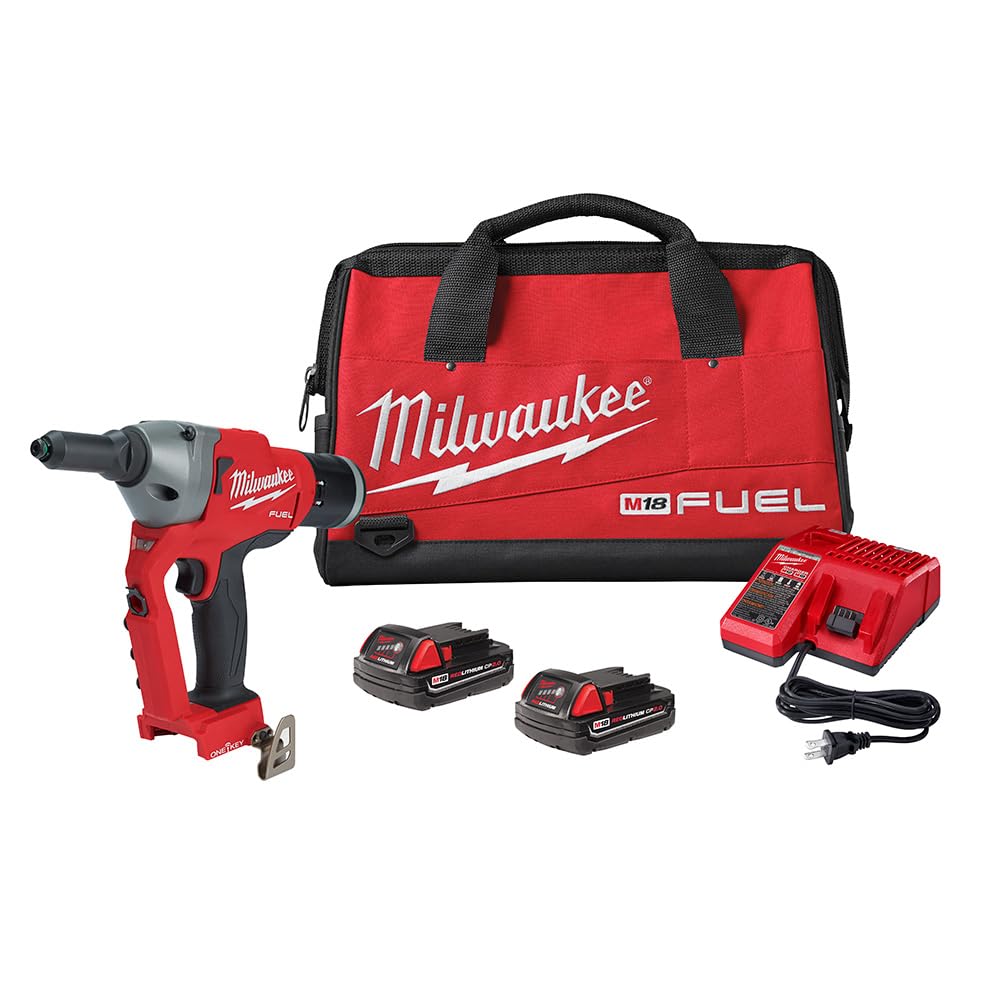 Milwaukee M18 Fuel ONE-Key 18-Volt Lithium-Ion Cordless Rivet Tool Kit - WoodArtSupply