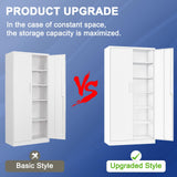 Anxxsu Metal Garage Storage Cabinet, 71" Locking Storage Cabinet with 2 Doors and 5 Adjustable Shelves, Lockable Metal Cabinet for Office,Home,Garage,Gym,School（White） Anxxsu