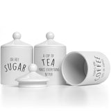 Barnyard Designs Canister Sets for Kitchen Counter, Decorative Coffee Tea Sugar Container Set, Rustic Farmhouse Canisters Ceramic Jar, White, Set of 3 Barnyard Designs