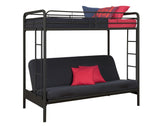 DHP Twin-Over-Futon Convertible Couch and Bed with Metal Frame, Ladder and Guardrails - Black DHP