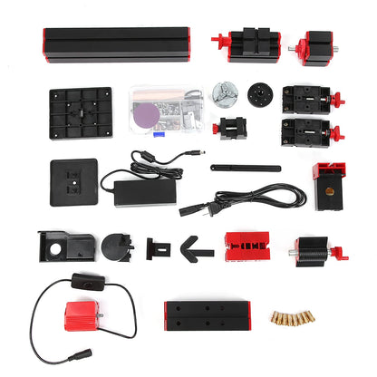12000RPM 6 in 1Multipurpose Mini Lathe,Versatile Metal Lathe Tool, Motorized Jigsaw Grinder Wood Metal Lathe,Assembled 6 Kinds of Different Lathes,Process Soft,Non - Ferrous,Precious Metals,Wood