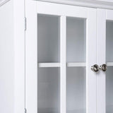American Furniture Classics OS Buffet and Hutch with Framed Glass Doors and Drawer, Large, White American Furniture Classics