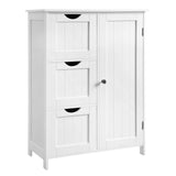 VASAGLE White Bathroom Storage Cabinet with 3 Drawers and Adjustable Shelf, Freestanding Organiser VASAGLE