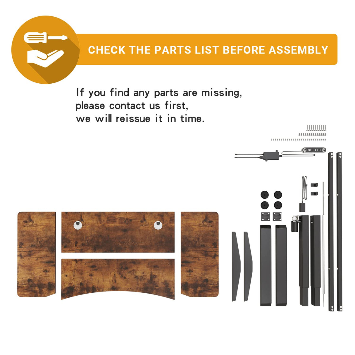 Jceet Dual Motor Electric Standing Desk - 63 x 30 Inch Adjustable Height Sit Stand Computer Desk with Splice Board, Stand Up Desk Table for Home Office, Rustic Brown Top(with Radian) Jceet