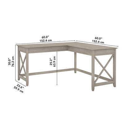 Bush Furniture Key West 65 Inch TV Stand and 60 Inch L Shaped Desk Bundle - WoodArtSupply