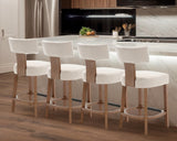 RIVOVA 26” Bar Stools Set of 4 Counter Height Bar Stool, Modern Kitchen Barstools with Back and Wood Legs, Farmhouse Upholstered Island Stools Countertop Bar Chairs, Beige RIVOVA