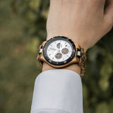 BOBO BIRD Mens Quartz Wooden Watches Stainless Steel Red Sandalwood Alloy Wood Watch for Male Classic Function Wristwatch Chronograph Luminous Hands (Custom) BOBO BIRD