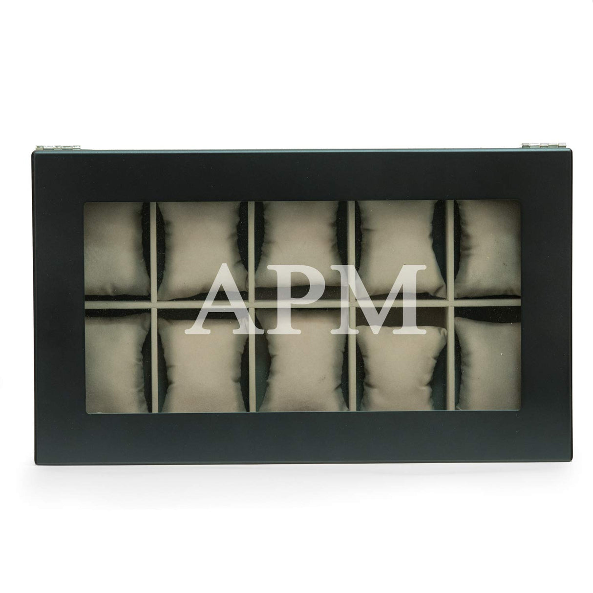 Bey-Berk Custom Personalized Watch Box Organizer - 48 Slot Luxury Solid Wood Designer Display, Large Watch Slots (Black) Bey-Berk