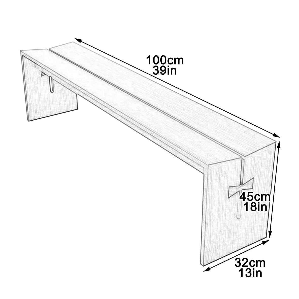 YLLSMGS Outside Bench Front Porch Bench Pine Farmhouse Armless for Kitchen Entry Way Hallway Living Dining Room Window Bedroom(Brown,100 * 32 * 45cm/39 * 13 * 18in) YLLSMGS
