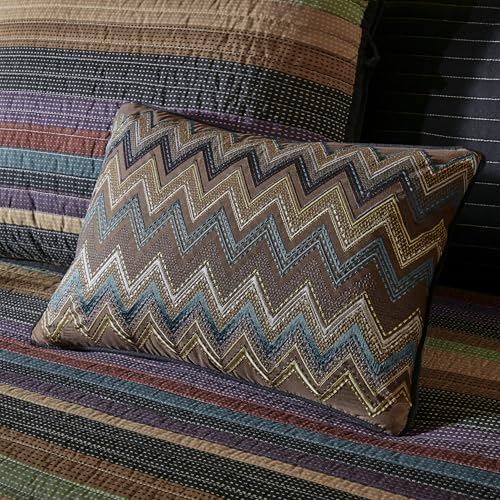 Madison Park Daybed Cover Double Sided Quilting Casual Design All Season Bedding Set with Bedskirt, Matching Shams, Decorative Pillow, 75 in x 39 in, Yosemite, Purple Teal Madison Park
