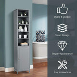 Tangkula Slim Tall Bathroom Storage Tower, 72" H with Adjustable Shelves & Cupboard, Space Saving Narrow Cabinet for Bathroom (Gray) Tangkula