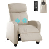 MKDLUFEI Adult Recliner Chair PU Leather Massage Recliner Sofa with Lumbar Support, Push Back, Armrests, Footrest, Adjustable Home Theater Seating for Living Room Home Theater (Black) (Beige) MKDLUFEI