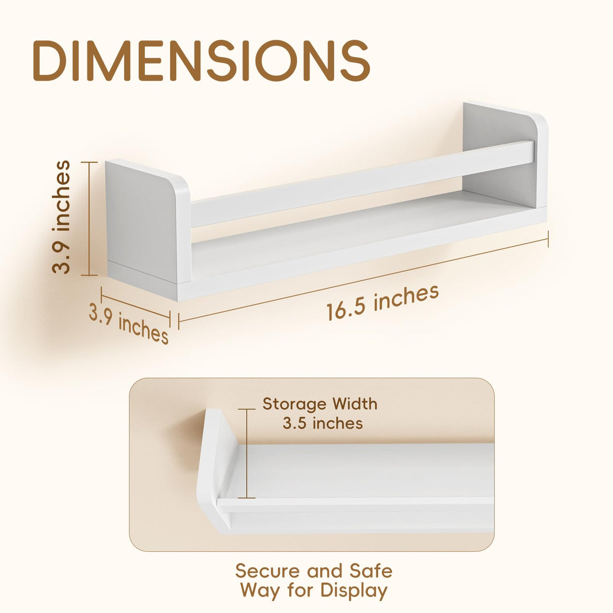 Lizgaho Floating Wall Nursery Book Shelves for Bedrooms Kids 16.5 Inch White Wooden Baby Book Shelf for Kids Rooms Set of 3 Nursery Shelves for Wall Mounted Toddler Bookshelf for Kids Wall Lizgaho