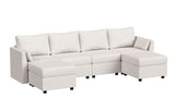 Huatean Home Modular Sectional Sofa, 6 Seat Modular Couch with Storage, Memory Foam, Convertible Sectional Couches for Living Room, U Shaped Comfy Modular Sofa with Chaise, Cream Huatean Home