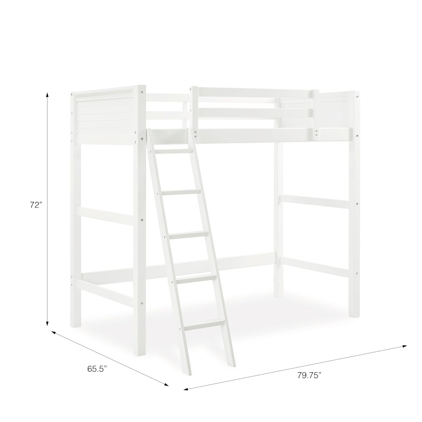 DHP Moon Bay Twin Loft Bed with Ladder - Stylish White Wooden Design for Kids