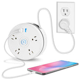 Retractable Power Strip, 6FT Extension Cord Power Strip Surge Protector with 4 Outlets 2 USB Ports and Hook Fast Charge, Portable Power Strip for Travel, Office, School, Hotel,Dorm Room Essentials HUAYUANDA