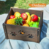 Edergoo Wooden Crates 2 Pack, Hollow Claw Wooden Crates for Display, Farmhouse Handmade Wood Crate with Handles, Rustic Durable Wooden Crates for Storage, Large Decorative Wooden Crate Box for Display Edergoo