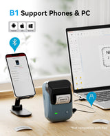 NIIMBOT B1 Label Maker Machine with Tape, Thermal Label Printer Easy to Use for Office Supplies, Home, Business, 2 Inch Label Maker with 2'' x1.18'' Labels-230pcs/Roll NIIMBOT