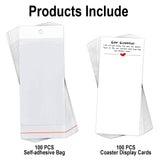 Potanro Car Coaster Packaging for Selling 100 PCS Sublimation Car Coasters Car Coaster Display Cards and Bag White Cards 6.8 x 2.9 Inch Self-Seal Bags Blanks Sublimation Blanks Bulk (White) Potanro
