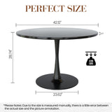 DKLGG Black 42.1" Round Tulip Dining Table for 4-6 People – Modern Mid-Century Kitchen & Coffee Table DKLGG