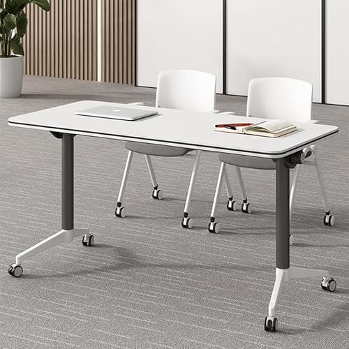 Alfalfalulu Conference Table, Folding Conference Room Tables with Flip-Top Design, Mobile Rectangular Modular Tables for Office Meetings and Training Sessions (Gray, 47.2×15.7×29.5in) Alfalfalulu