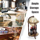 Moccha 17’’ Globe Wood Wine Bar Stand, 16th Century Italian Replica Liquor Bottle Shelf w/Wheels, Wood Wine Cart Cabinet, Globe Wine Organizer for Spirits, Beverages Stemware (Creamy White) LDAILY