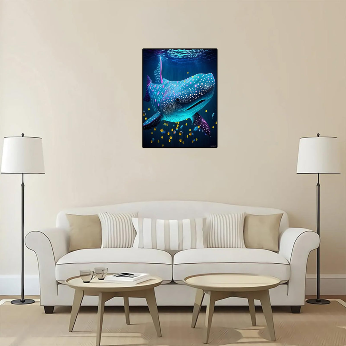 DIY 5D Diamond Painting Kits for Adults Fierce Whale Shark Full Round Drill Diamond Painting Kits, Full Drill Art Perfect for Relaxation and Home Wall Decor 12x16 inch PUAGEMTI