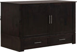 Emurphybed Daily Delight Murphy Cabinet Chest Bed with Charging Station & 6" Memory Foam Mattress, Queen (Java) Emurphybed