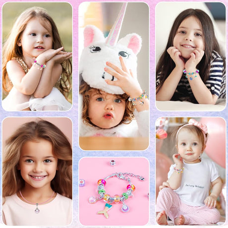 Sofier Charm Bracelet Making Kit for Girls Jewelry Box Jewelry Making Kit Gifts for Girls 4-12 DIY Craft Toys Birthday Christmas Sofier