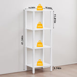YUFAM 4 Tier Tall Wooden Bookshelf with Storage - Small White Bookcase for Small Spaces, Small Shelf for Living Room, Office, Bedroom, Kitchen - Industrial Modern Book Shelf YUFAM