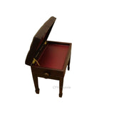 CPS Imports Genuine Leather Adjustable Artist Piano Bench Stool in Walnut with Music Storage CPS Imports