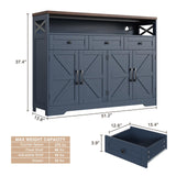 Befrases Farmhouse Buffet Cabinet with Drawers & Open Shelf, Sideboard with Storage, Kitchen Pantry Cabinet Hutch, Coffee Bar Station for Kitchen, Livingroom, 52" L Blue Befrases
