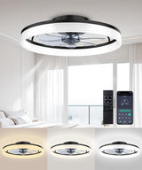 Ceiling Fans with Lights and Remote, 20"Modern Low Profile Ceiling Fan with Light , Stepless Color Temperature Change and 6 Speeds, Flush Mount Ceiling Fans for Bedroom, Kids Room and Living Room. AQUBT