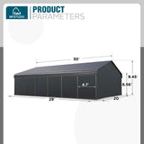MFSTUDIO Carports 20x30 ft, Heavy Duty CarPort with Side Walls, Metal Outdoor Car Port Canopy Shelters Garage Shelter Shade with Galvanized Roof for Car, Truck and Boats MFSTUDIO