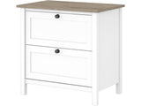 Bush Furniture Mayfield 2 Drawer Lateral File Cabinet in Pure White and Shiplap Gray Bush Business Furniture