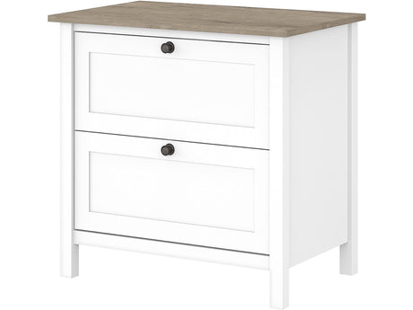 Bush Furniture Mayfield 2 Drawer Lateral File Cabinet in Pure White and Shiplap Gray Bush Business Furniture