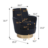 LUCKHAO Swivel Barrel Chair Set of 2,Modern Velvet Upholstered Round Swivel Accent Chairs with Tall Backrest,360 Degree Single Sofa Chair Armchair for Living Room, Black LUCKHAO